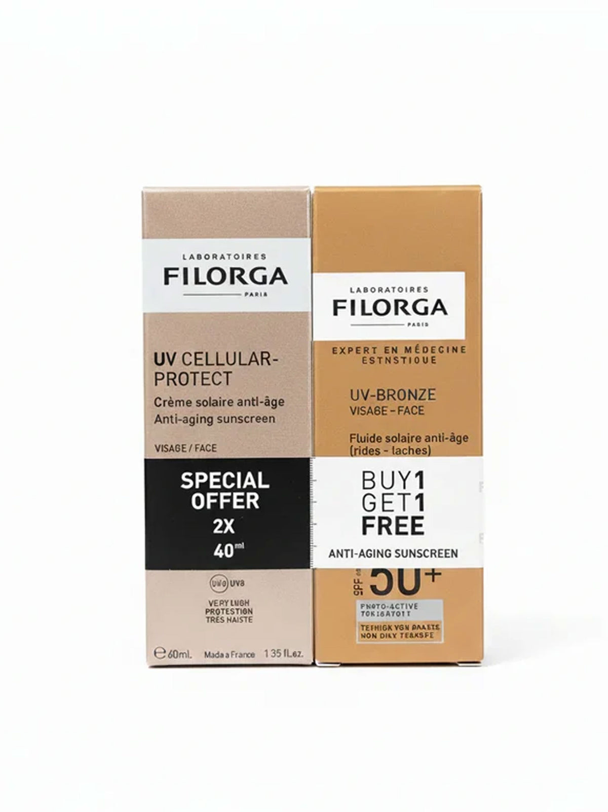Image for Filorga UV Cellular Protect Anti-Aging Sunscreen + UV-Bronze Face SPF 50+ Bundle