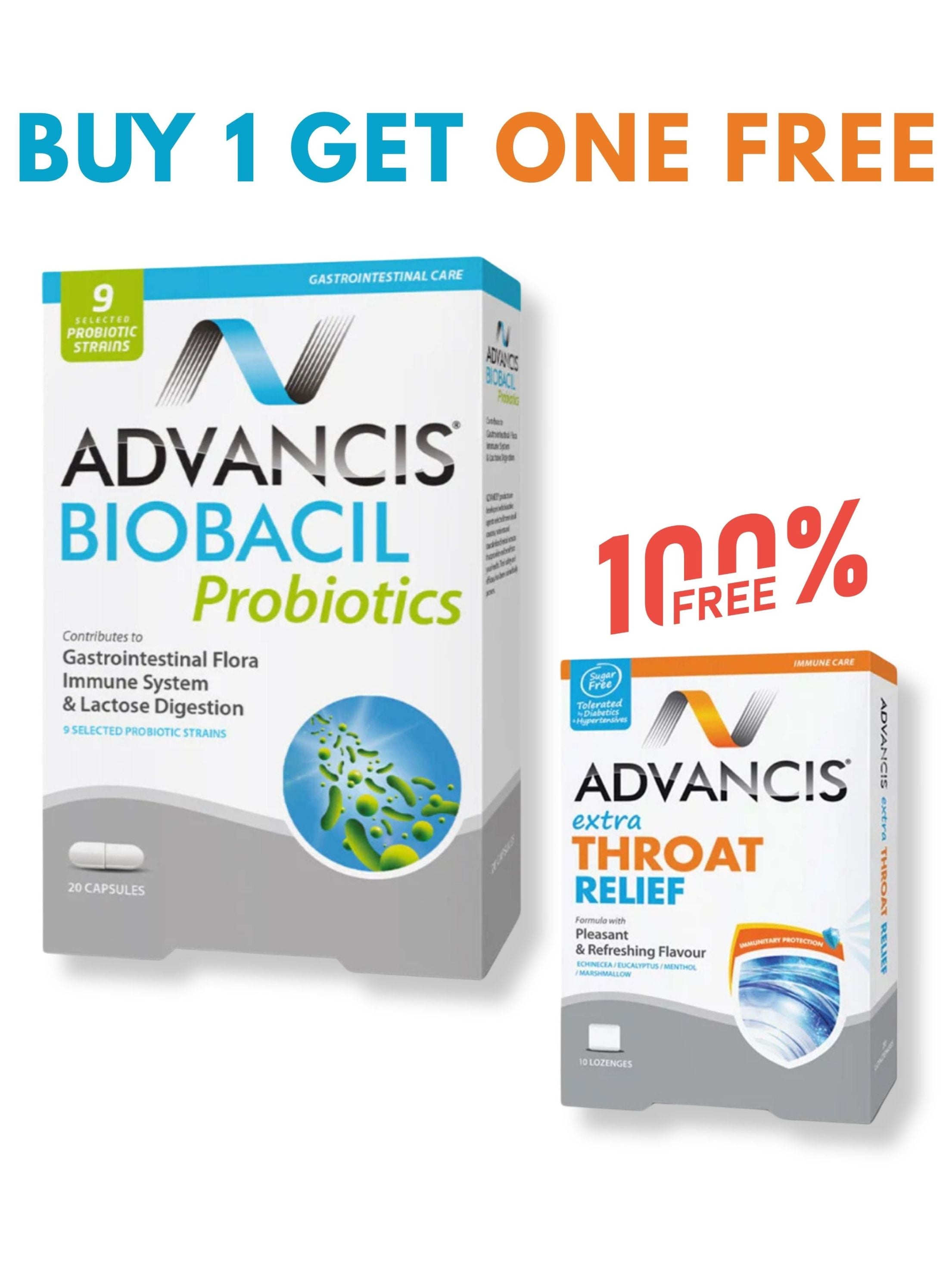 Advancis Biobacil + FREE Extra Throat Relief