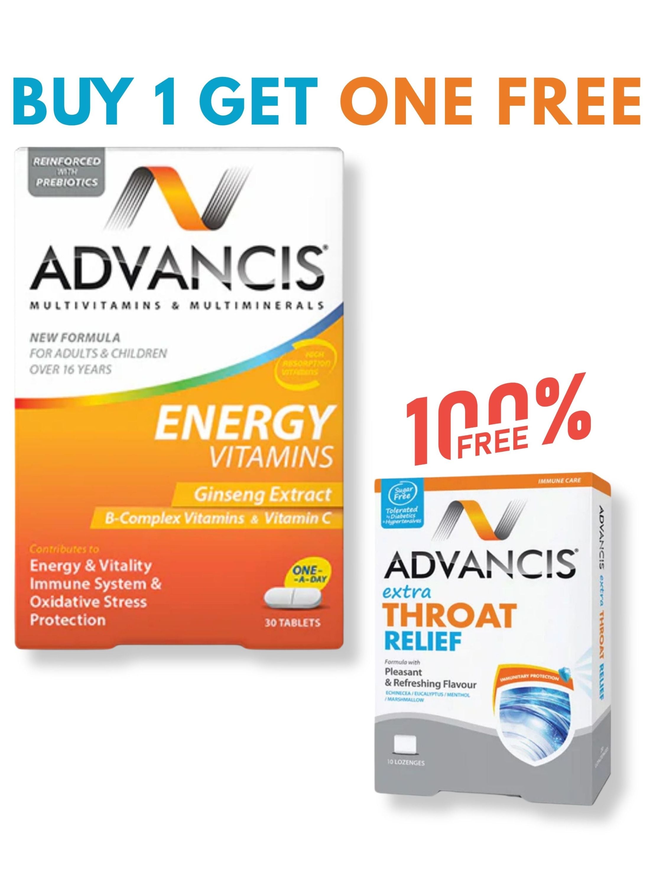 Advancis Energy Vitamins + FREE Extra Throat Relief