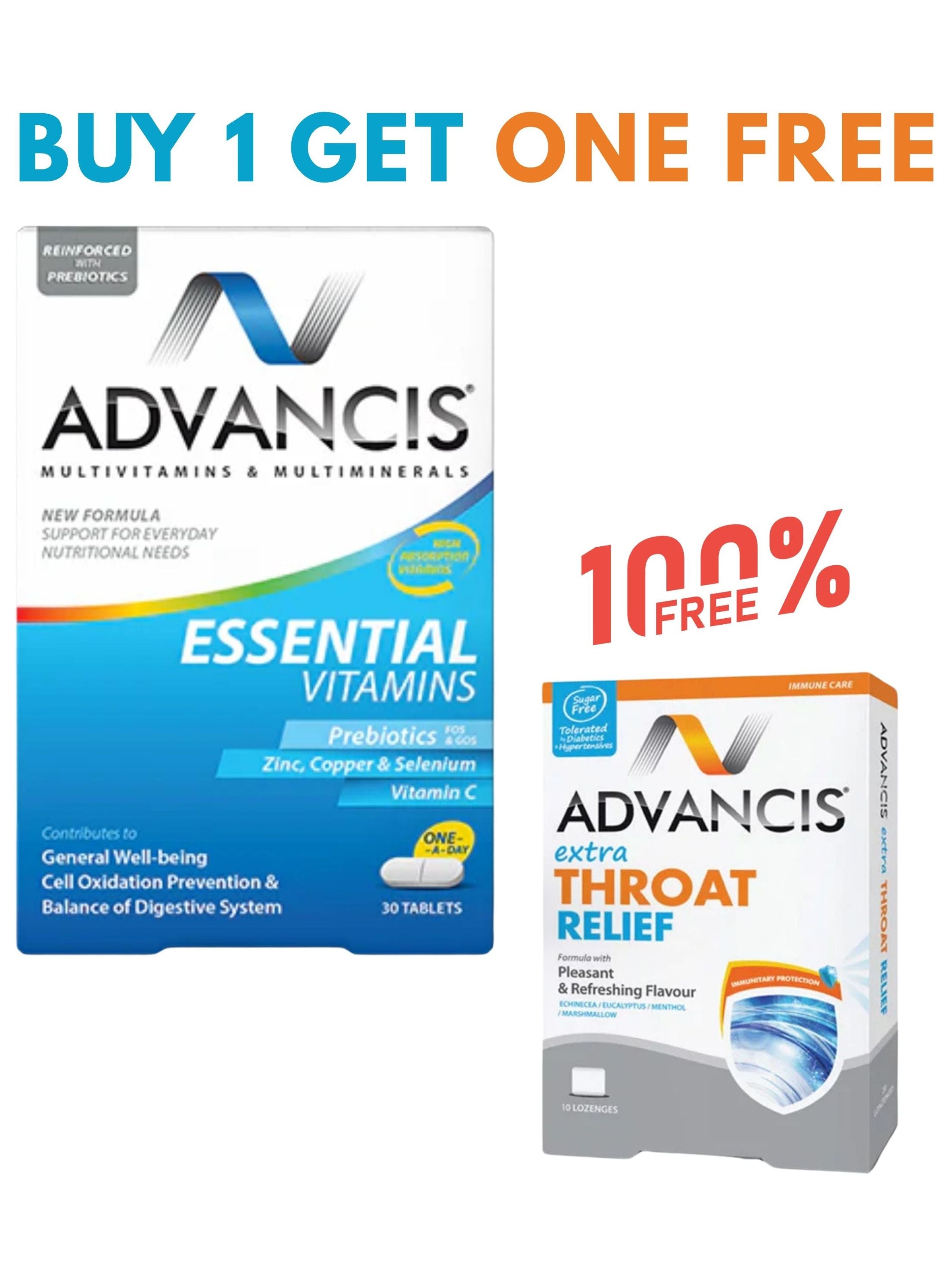 Advancis Essential Vitamins + FREE Extra Throat Relief