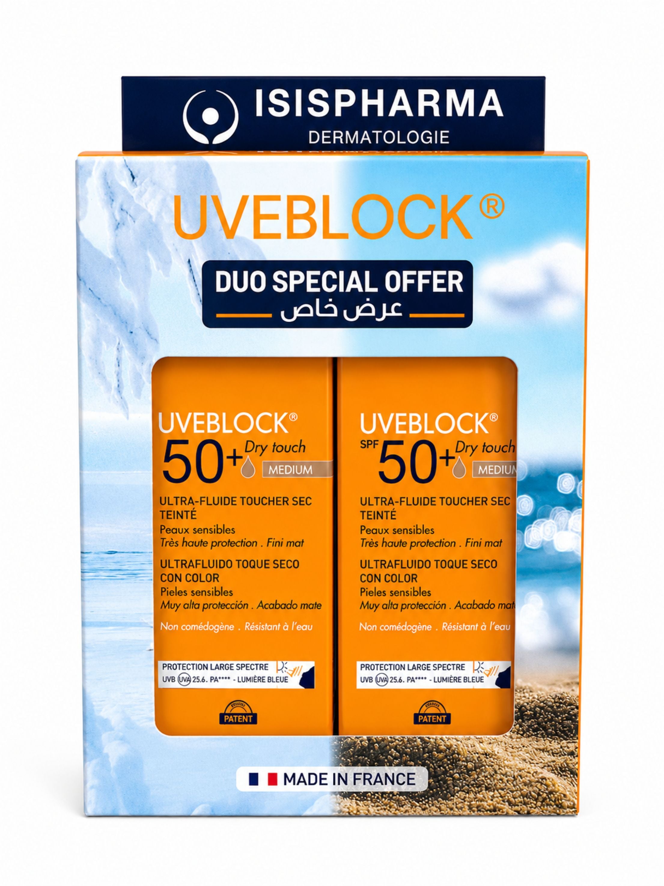 Uveblock tinted dry touch spf50+ duo