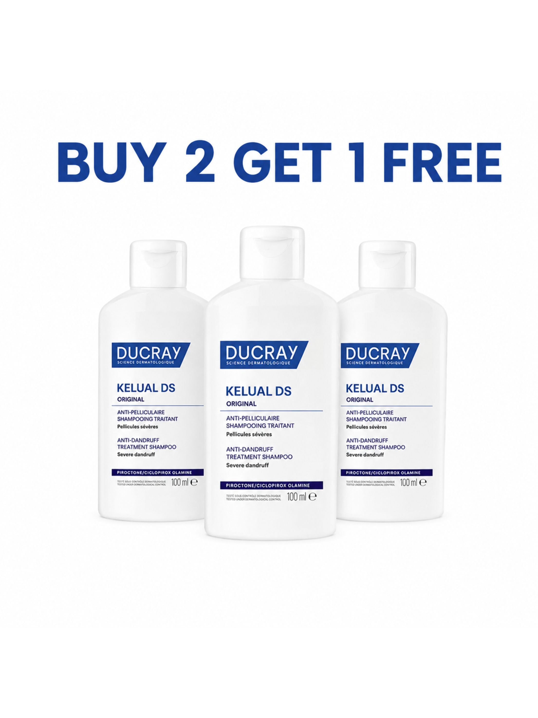 Buy 2 Get 1 FREE, Kelual DS Original Treatment Shampoo for severe dandruff, 100mL